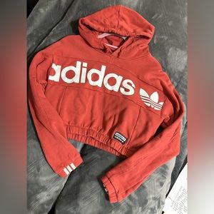 Medium adidas red/orange crop hoodie